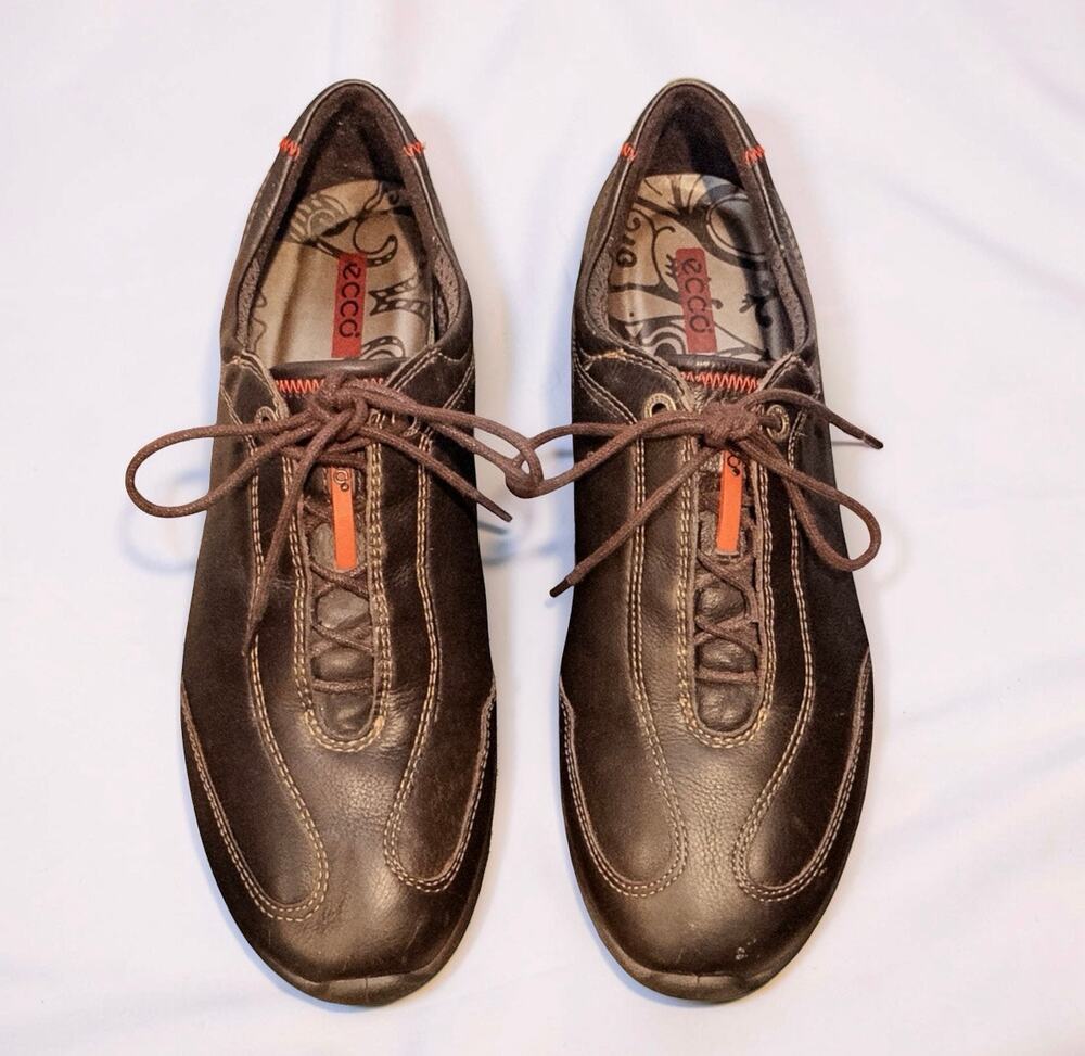 00s ECCO Brown Leather Lace Up Comfort Shoes Women’s US 7.5 EU 38
